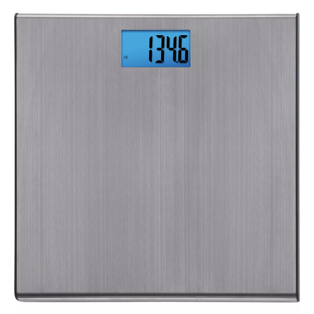 Ultra Thin Stainless Steel Digital Bathroom Scale with Blue Backlit Display
